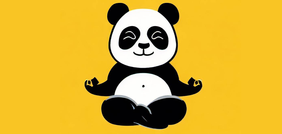 Un panda médite